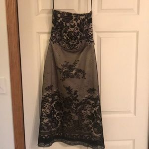 Strapless black lace black/white dress